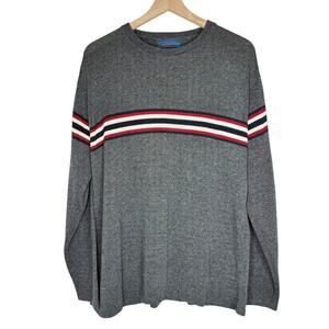 Vintage Men’s Y2K Trap Gray Stripe Sweater size large Made in USA